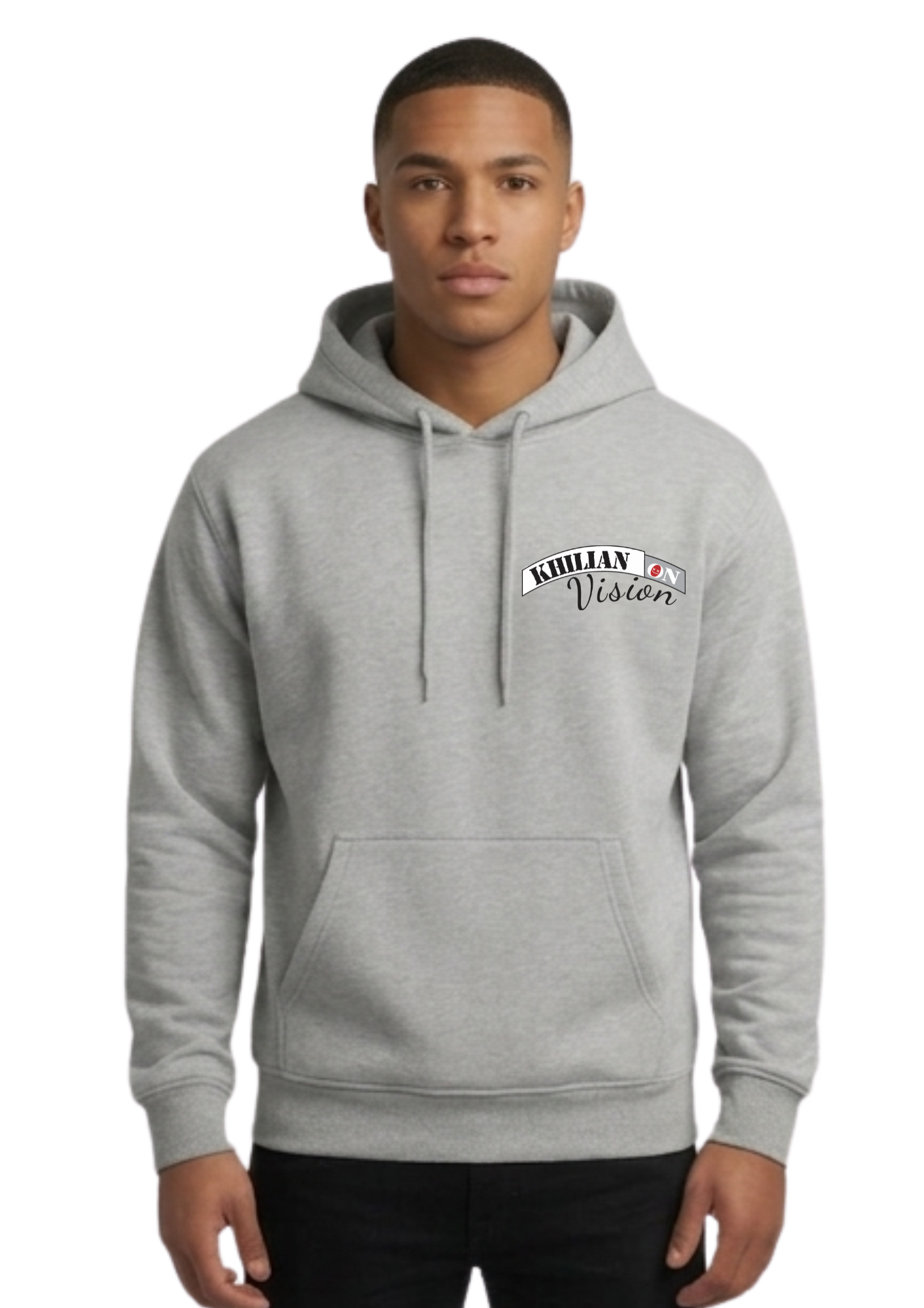 KHILIAN Vision Streetwear Graphic Hoodie | Urban Essential - Light Gray