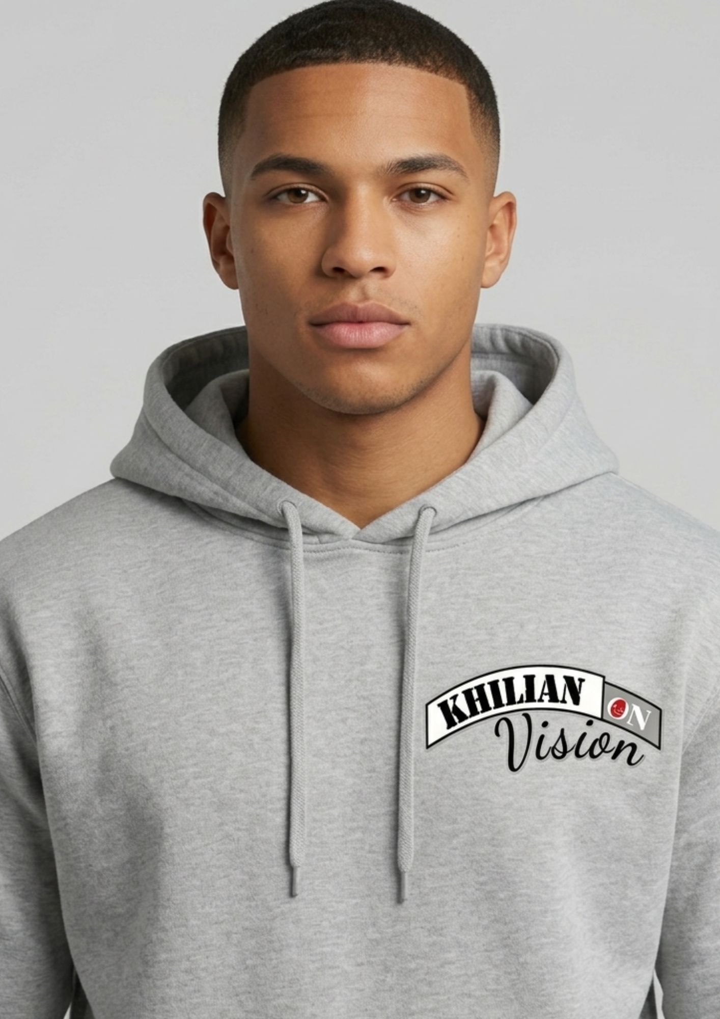 KHILIAN Vision Streetwear Graphic Hoodie | Urban Essential - Light Gray