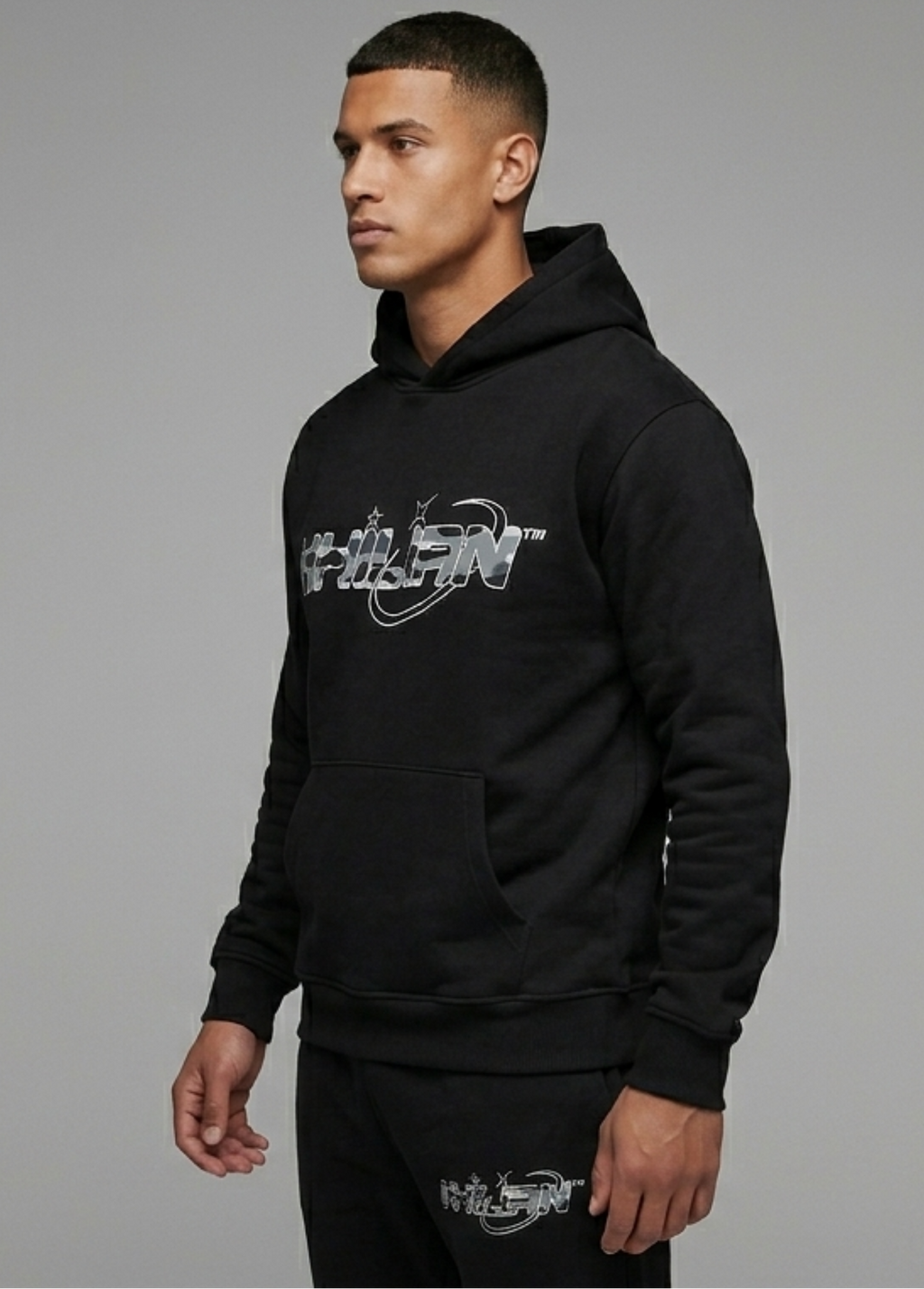 KHILIAN Black Urban Camo Orbit Graphic Streetwear Tracksuit