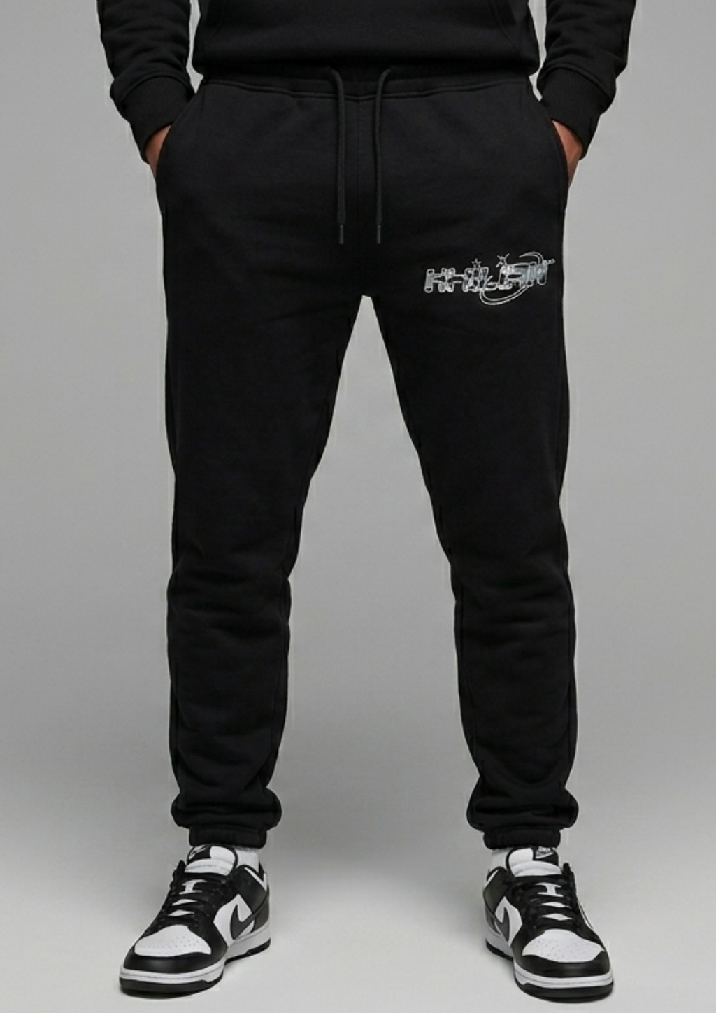 KHILIAN Black Urban Camo Orbit Graphic Streetwear Tracksuit