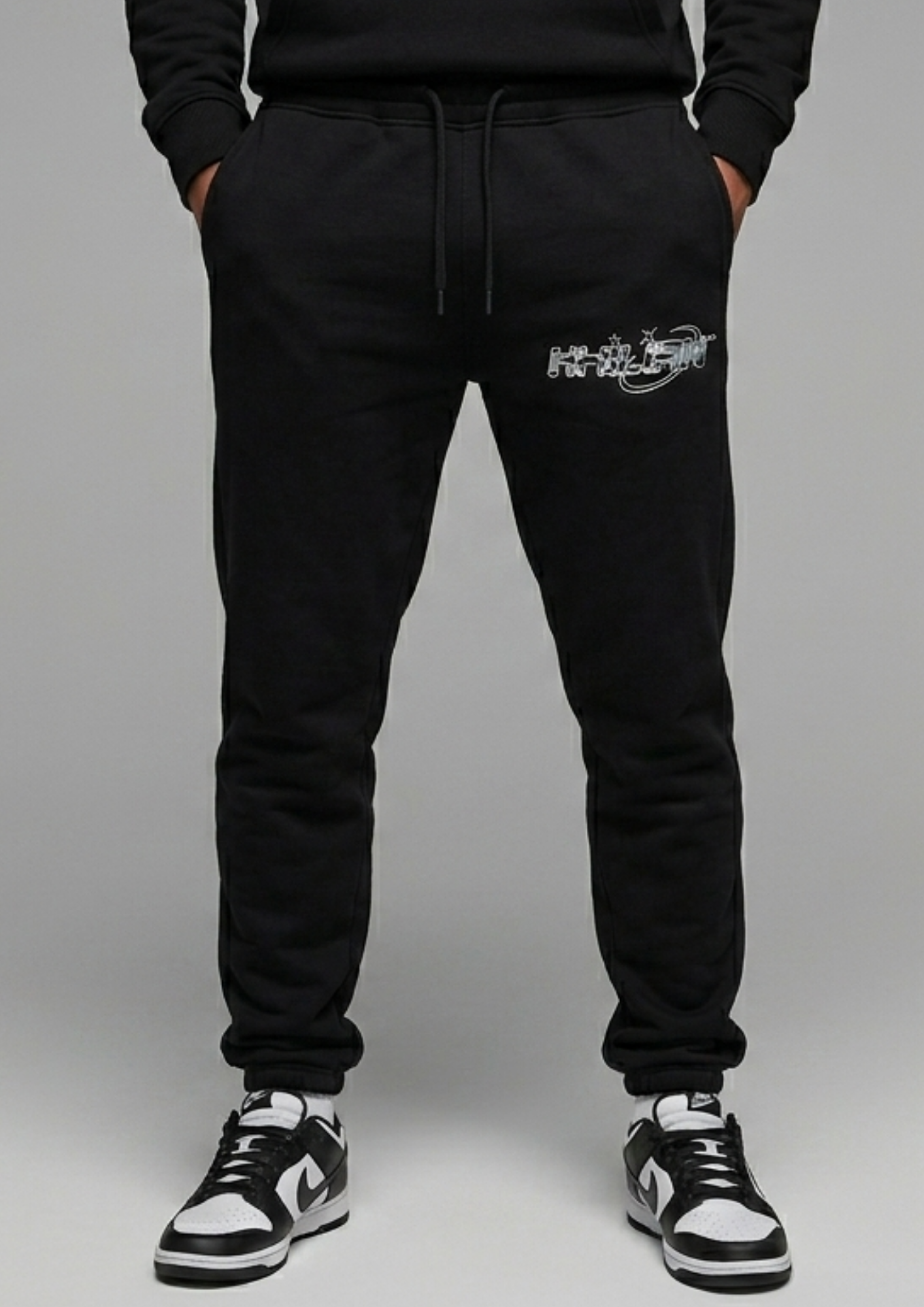 KHILIAN Black Urban Camo Orbit Graphic Streetwear Tracksuit