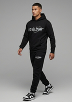 KHILIAN Black Urban Camo Orbit Graphic Streetwear Tracksuit