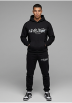 KHILIAN Black Urban Camo Orbit Graphic Streetwear Tracksuit