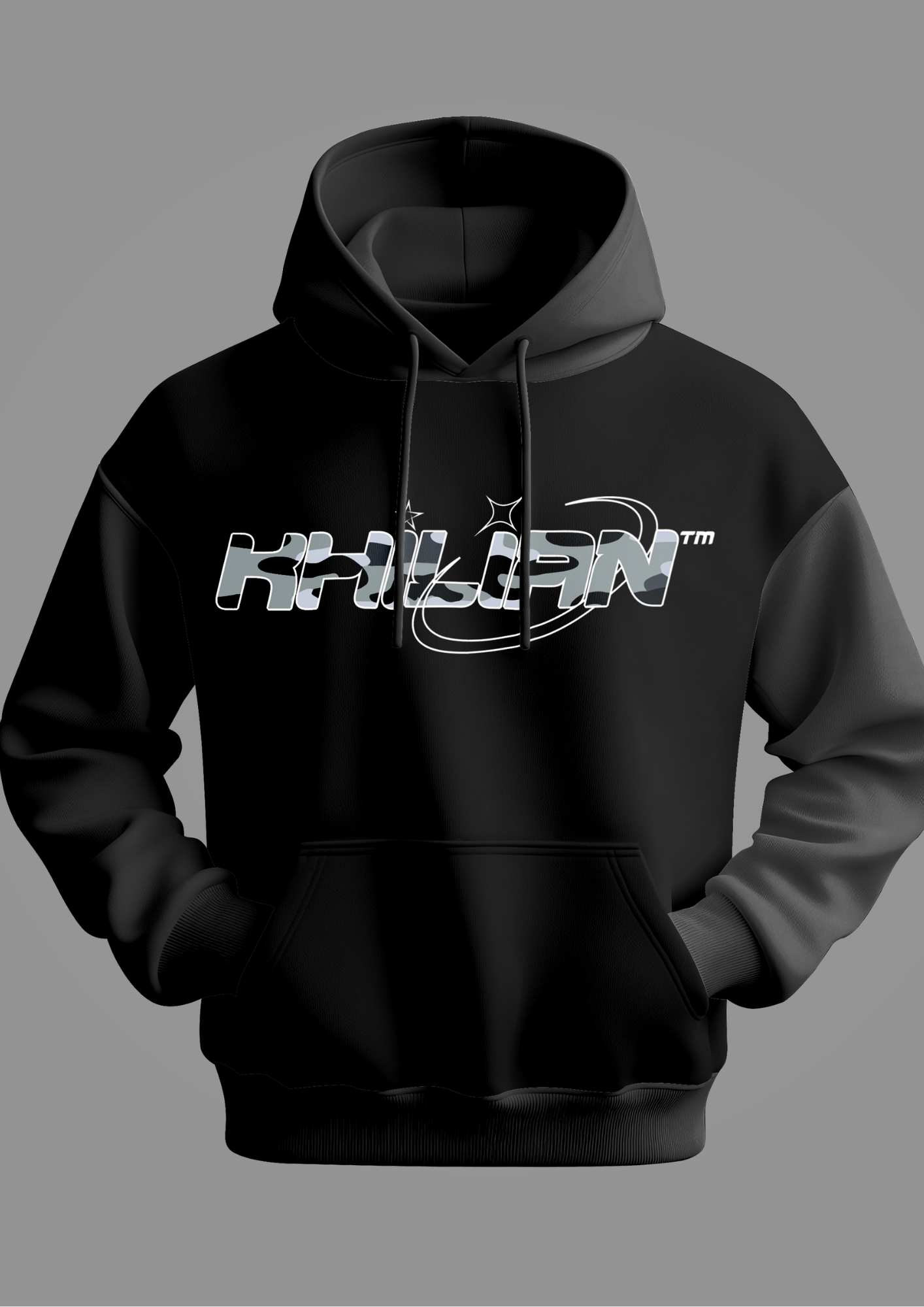 KHILIAN Black Urban Camo Orbit Graphic Streetwear Tracksuit