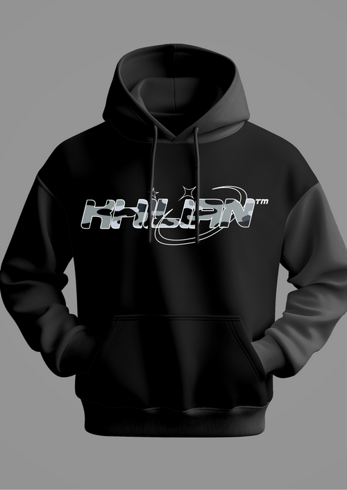 KHILIAN Black Urban Camo Orbit Graphic Streetwear Tracksuit